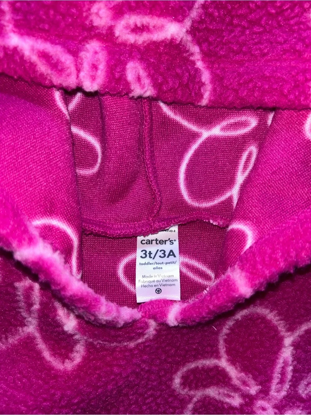 Carter's Bright Pink Floral Fleece Pullover Hoodie size 3T